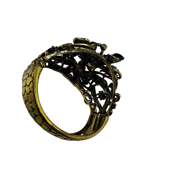 Women’s Bracelet Vintage Green RhineStone Glass Crystal Cuff Fashion Jewelry - Picture 2 of 10